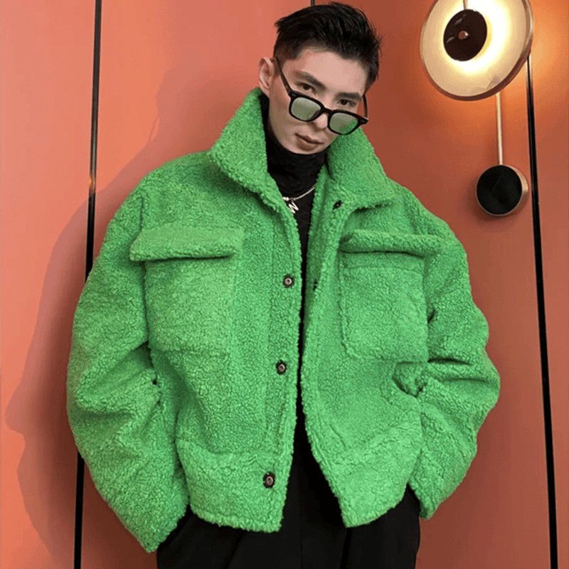 Green Lamb Wool Padded Jacket