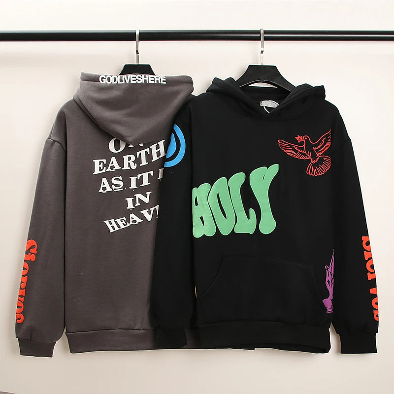 Harajuku Retro Letter Foam Hoodie