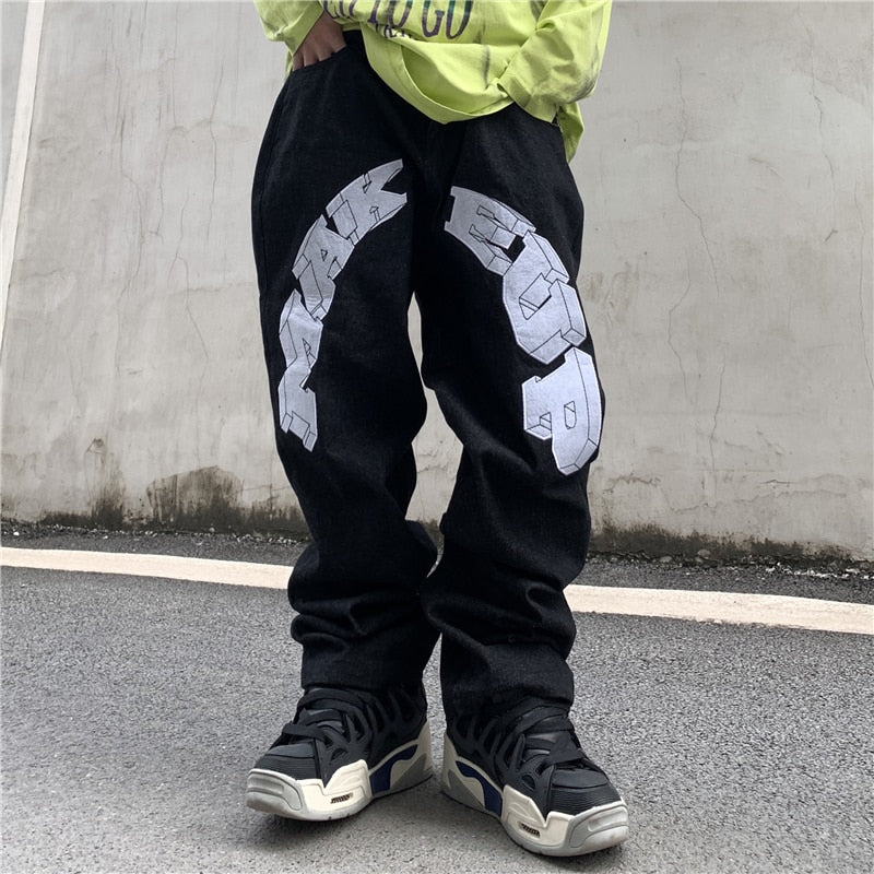 Stars Embroidery Style Loose Jeans