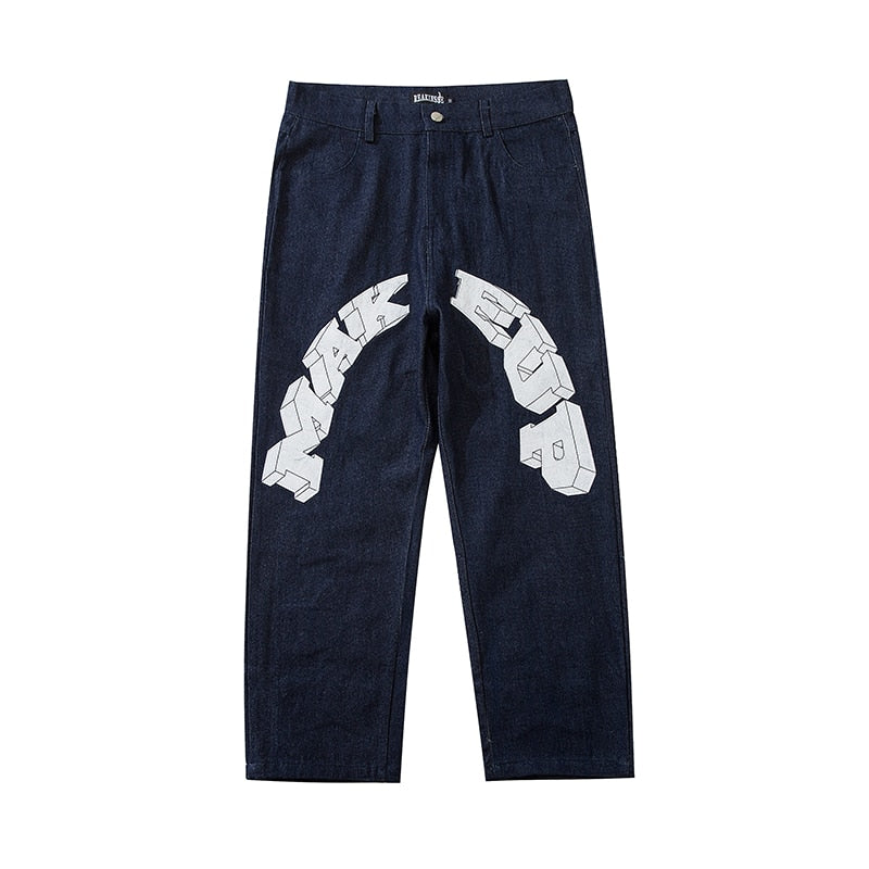 Stars Embroidery Style Loose Jeans