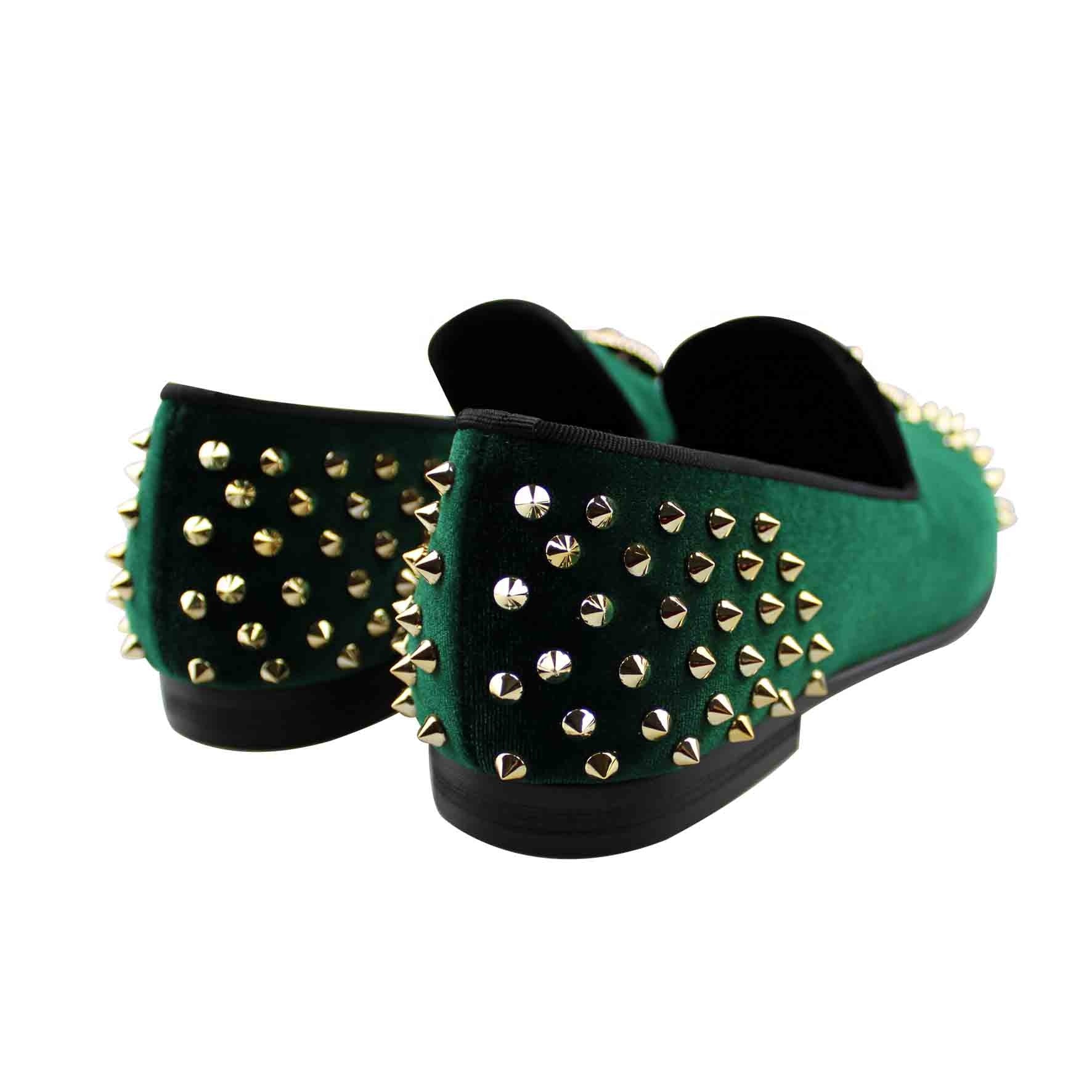 Velvet Spikes with Lion Medal Men Loafers Shoes