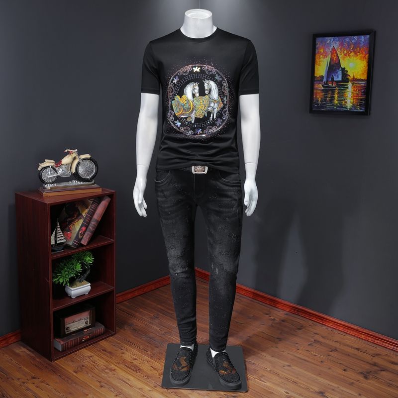 Double Luxury Horse Decorated T-Shirt