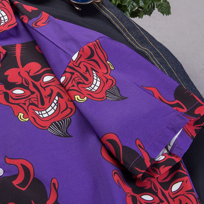 Hawaiian Solid Color Printed Devil Shirts