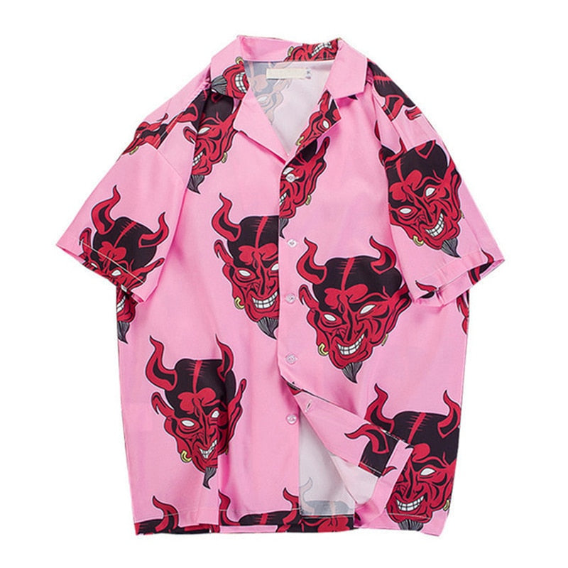 Hawaiian Solid Color Printed Devil Shirts