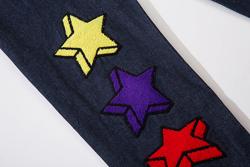Stars Embroidery Style Loose Jeans