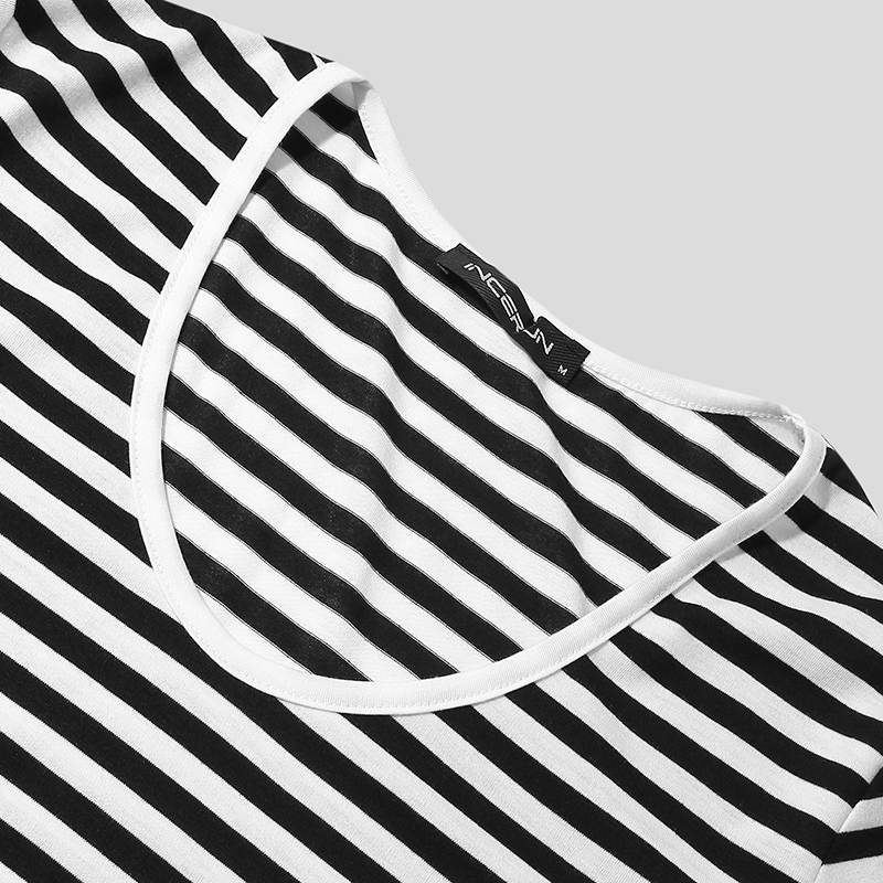 Full Monochrome Stripe Pattern Shorts Set