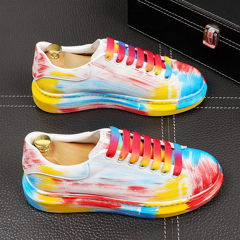 Cheerful Abstract Rainbow Color Painting Sneaker