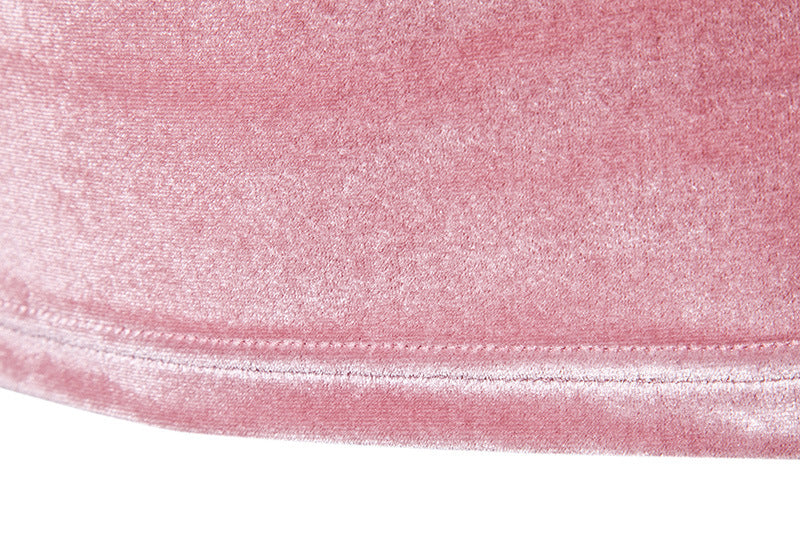 Solid Velvet Round Neck T-Shirt