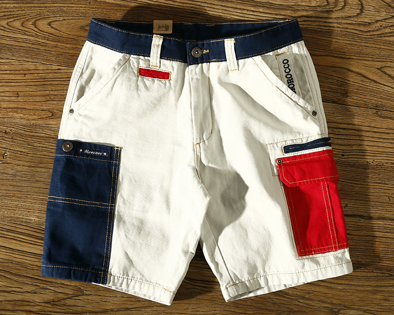 Multi-Pocket Solid Cotton Mid-Waist Short