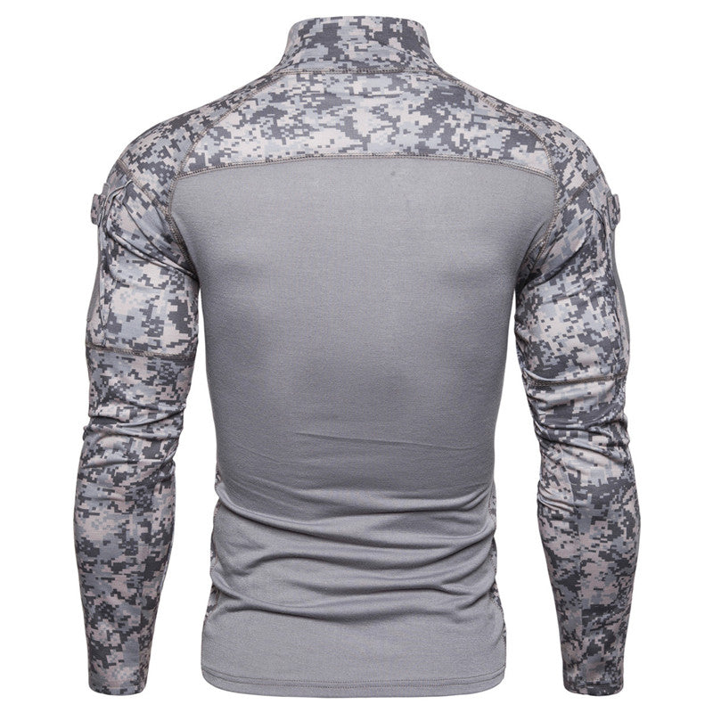 Military Turtleneck Printed Zipper T-Shirt