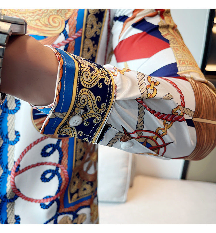 European Style Printed White Shirt