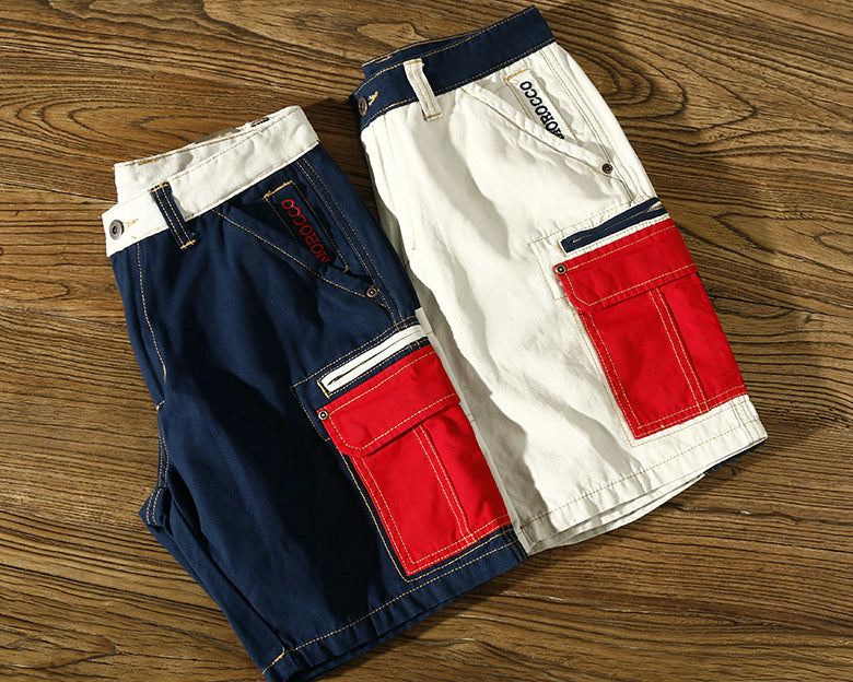 Multi-Pocket Solid Cotton Mid-Waist Short