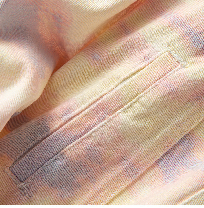 Multicolor Tie-Dye Style Street Jacket