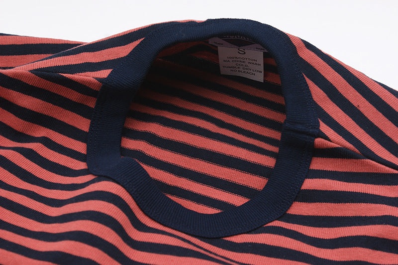 Striped O-Neck Cotton T-Shirt