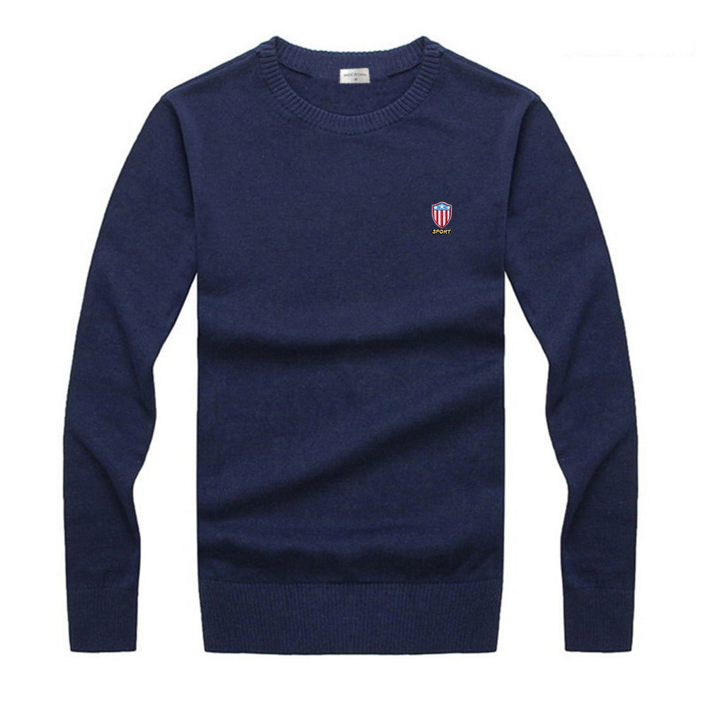 Patch Embroidery Solid Cotton Sweater