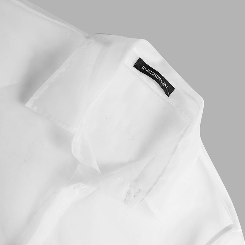 Zipped Pocket Decorated See Through Shirt