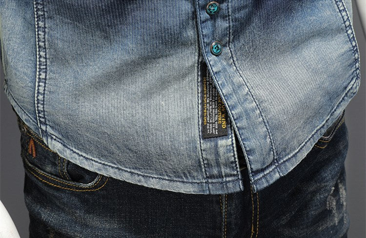 Shoulder Embroidery Patchwork Decorated Shirt