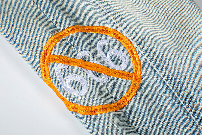 Rainbow Letters Embroidery Loose Jeans