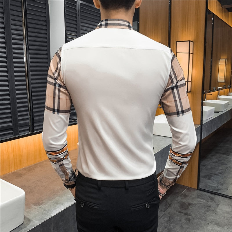 Casual Lux Pattern Slim Fit Long Sleeve Casual Men Shirts