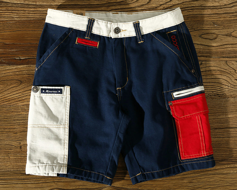 Multi-Pocket Solid Cotton Mid-Waist Short