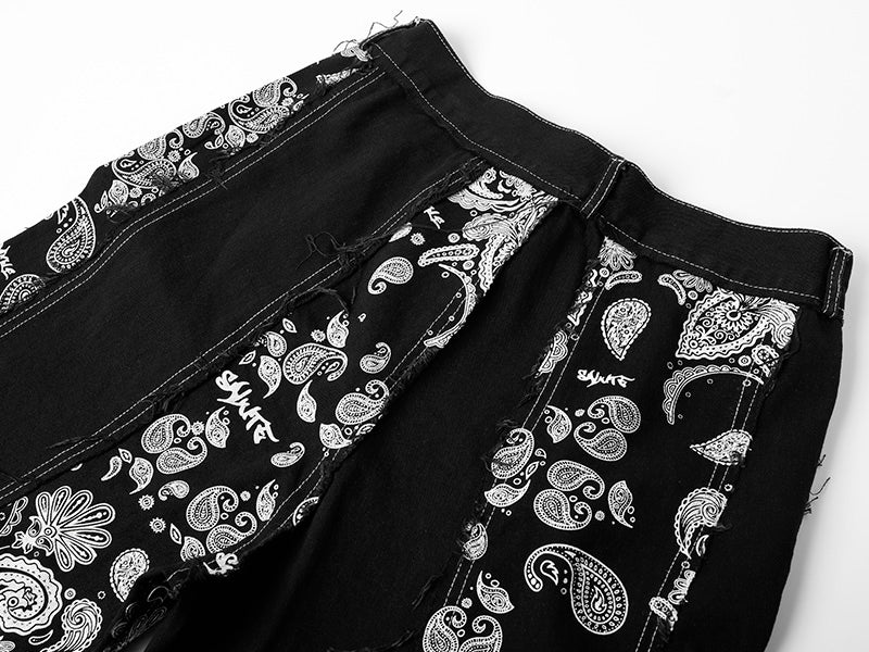 Floral Printed Loose Straight Jeans