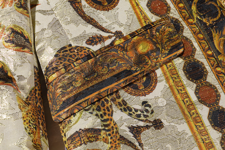 Autumn Gold Pattern Slim Fit Stage Style Men Blazer