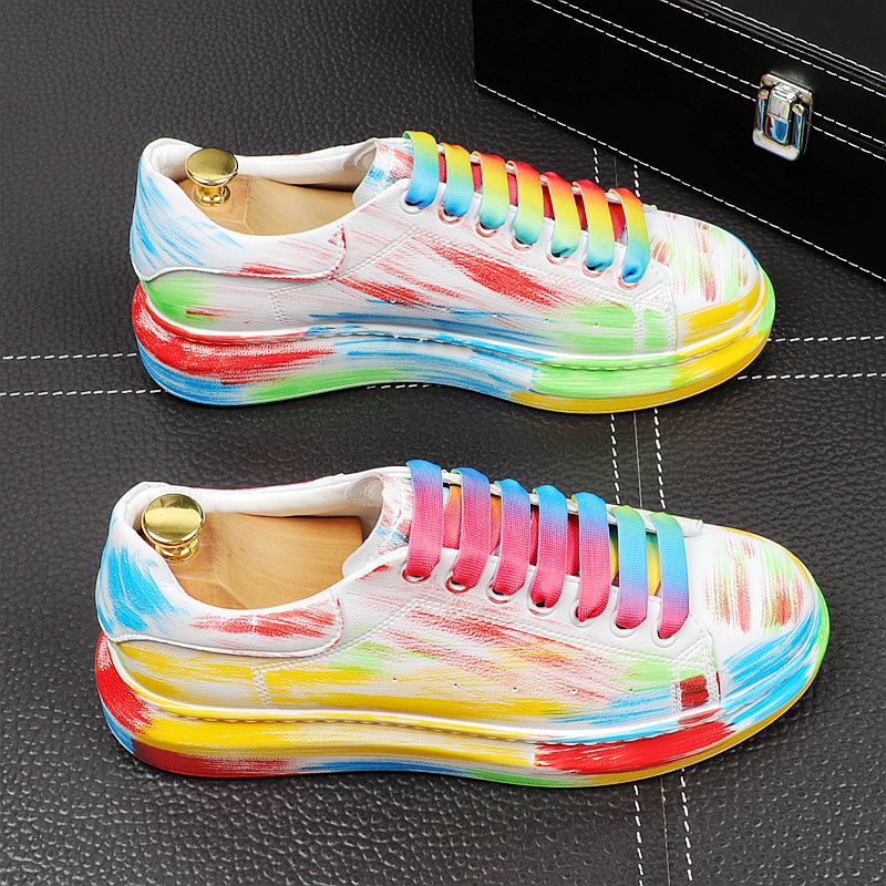 Cheerful Abstract Rainbow Color Painting Sneaker