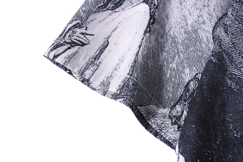 Grey Angelic And Lions Printed Polyester Shirt