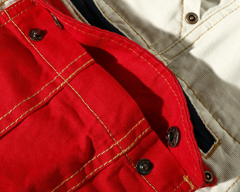 Multi-Pocket Solid Cotton Mid-Waist Short