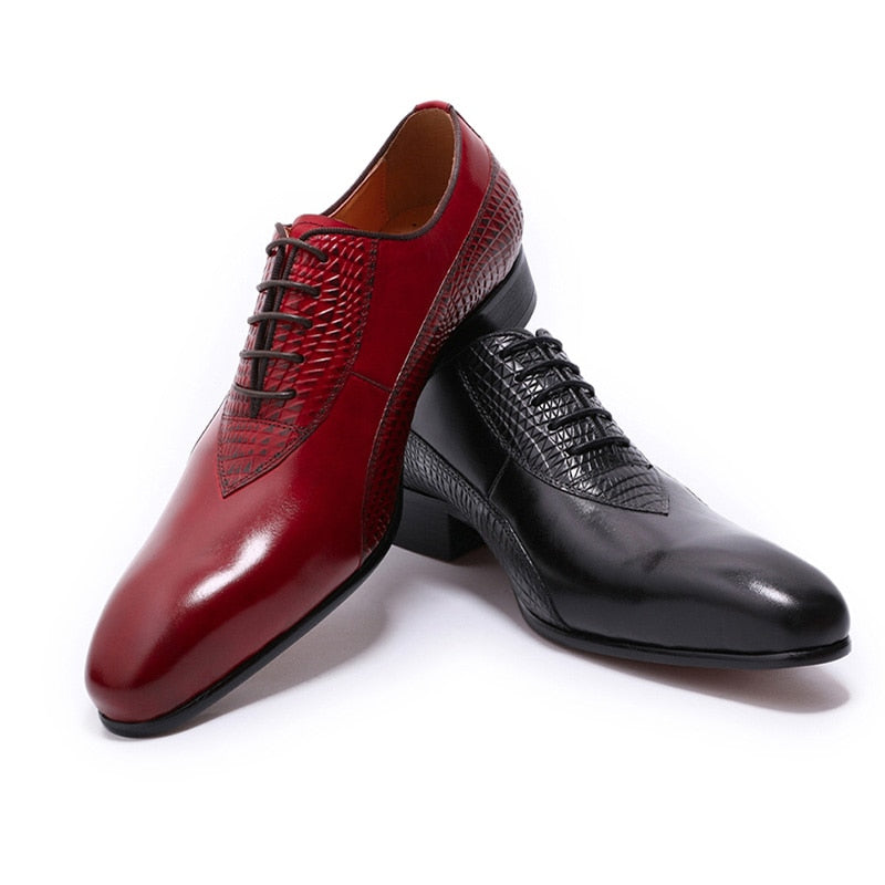 Patterned Leather Combination Men Classic Oxford Shoes