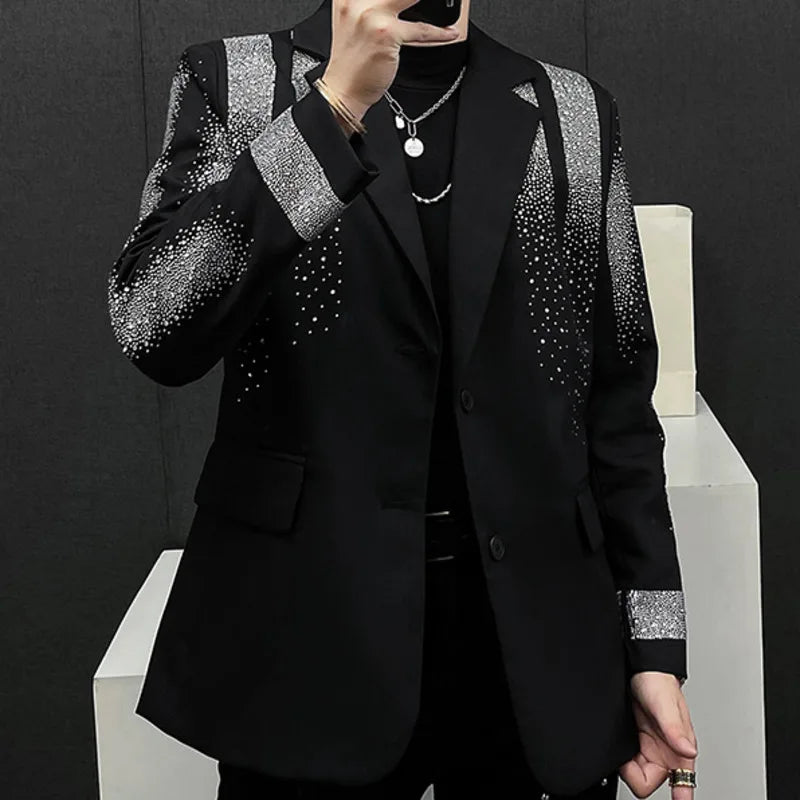 Raining Rhinestone Black Color Blazer