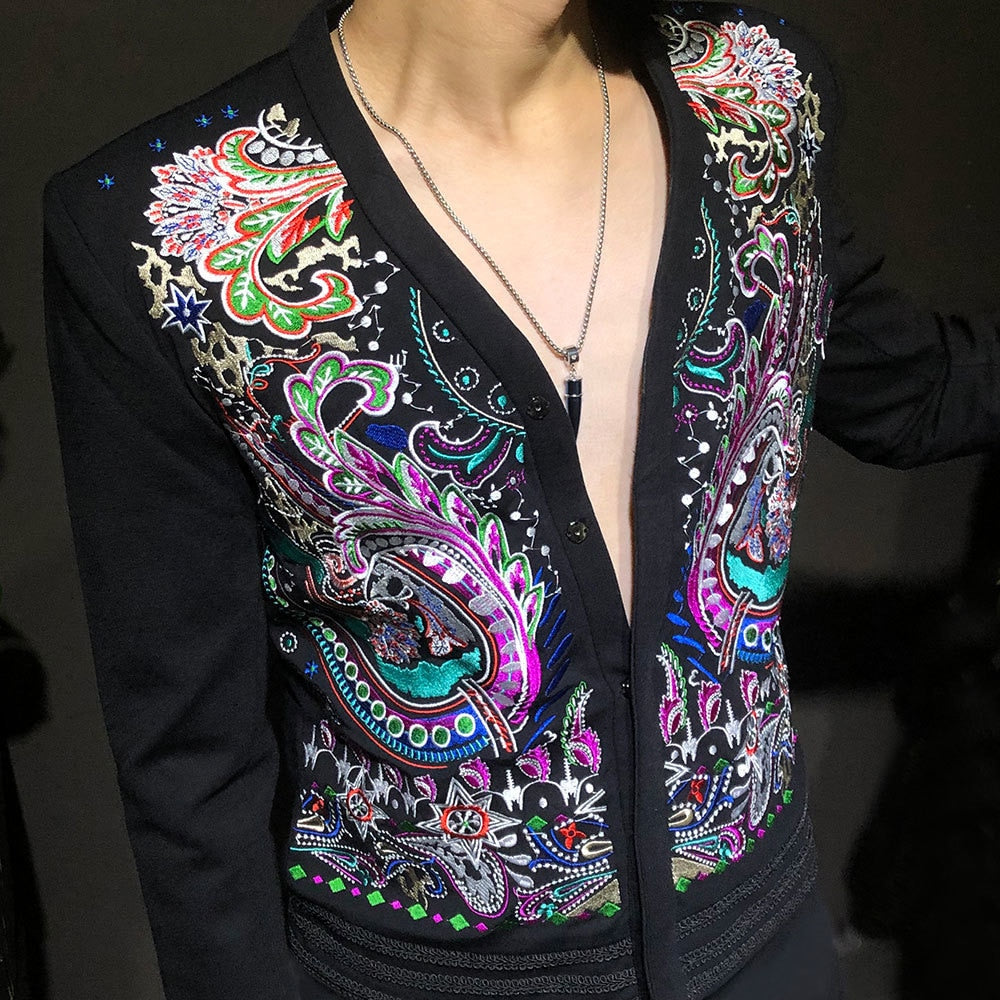 Chinese Stitching Embroidery Blazer