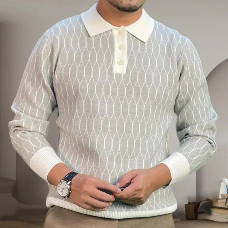 Contrasting Pattern Knit Sweatshirt