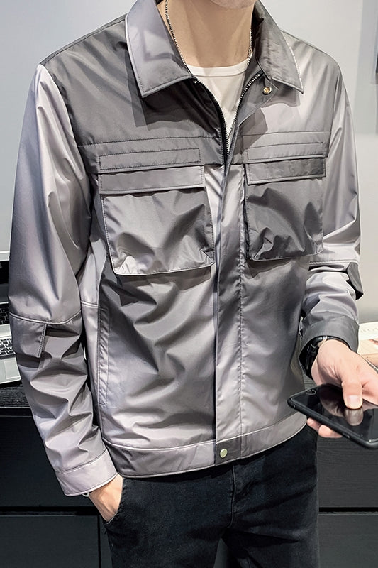 Men Spring Jacket Gradient Color Casual Jackets