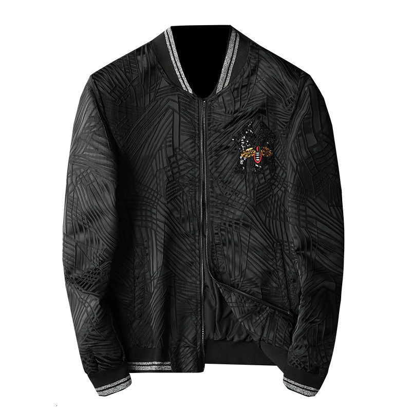 Mono Abstract Stripe Style Bomber Jacket