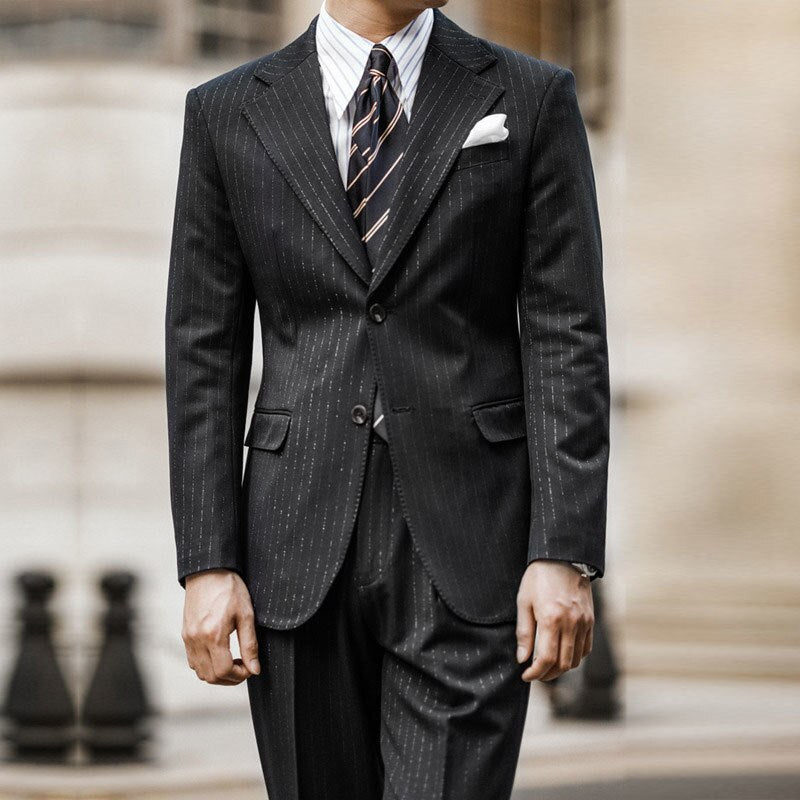 Stripes Single-Breasted Polyester Suit