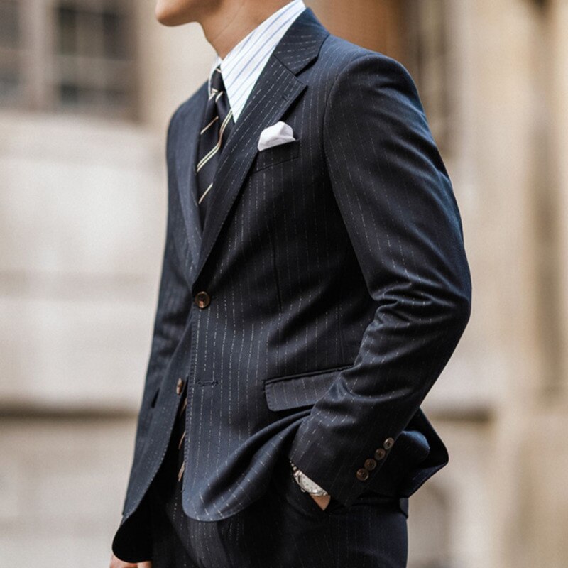 Stripes Single-Breasted Polyester Suit