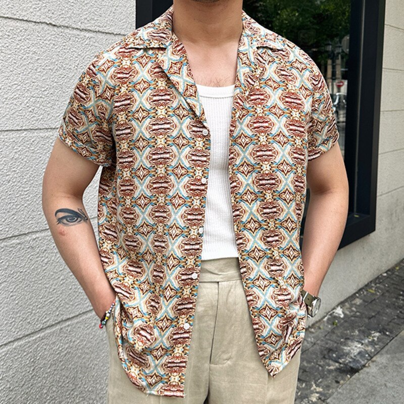 Geometric Pattern Printed Short Sleeve Shirt