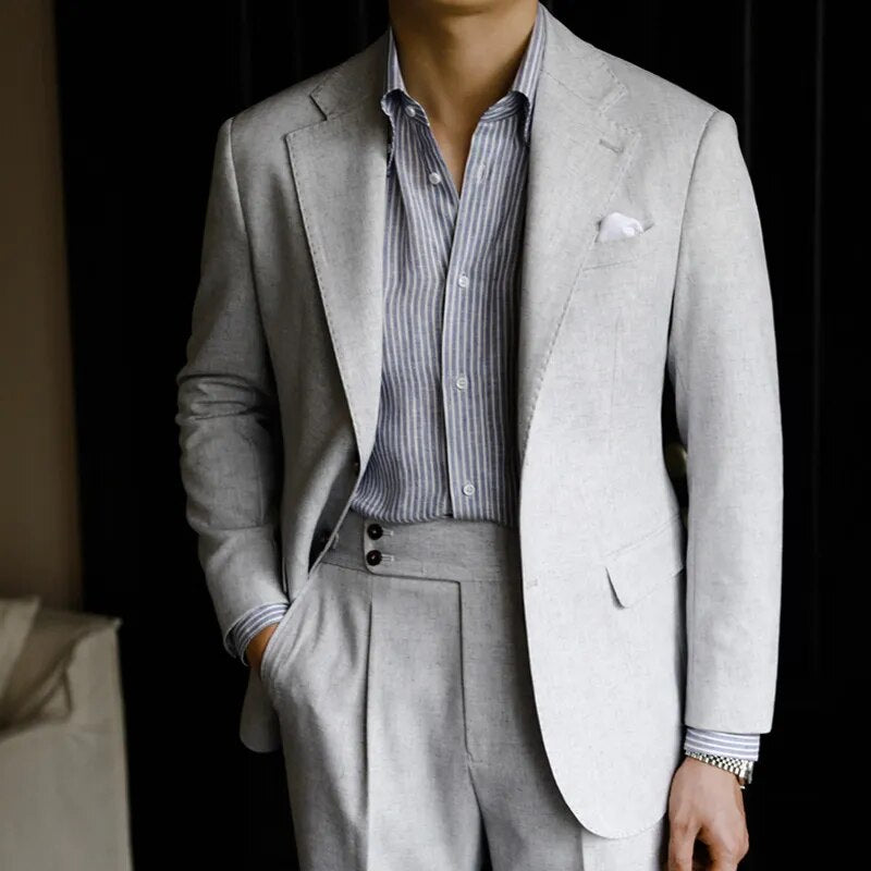 Solid Gray Single Breasted Suit
