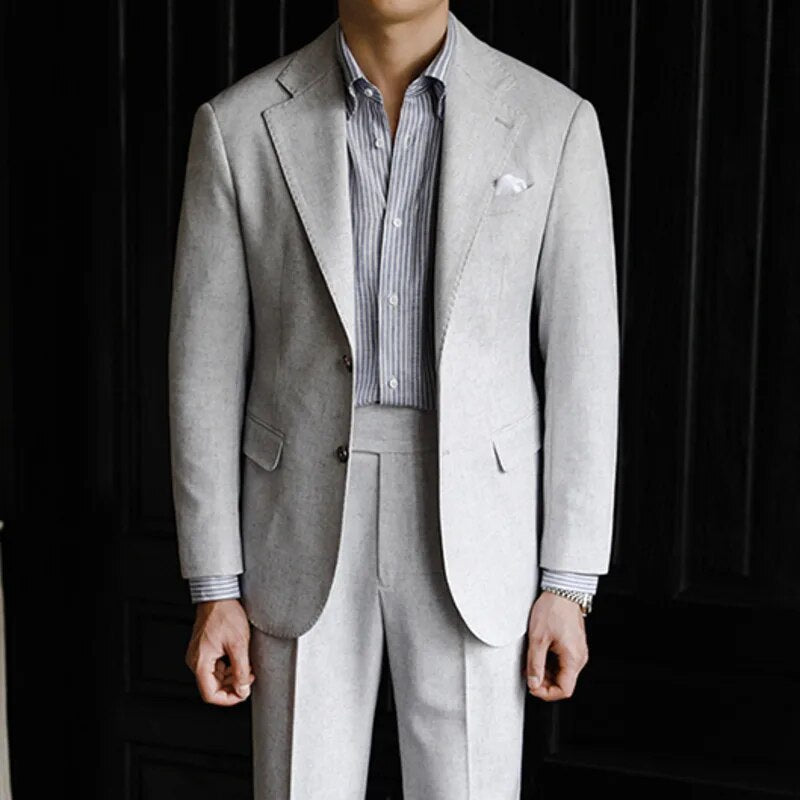Solid Gray Single Breasted Suit