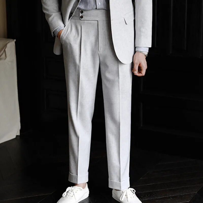 Solid Gray Single Breasted Suit