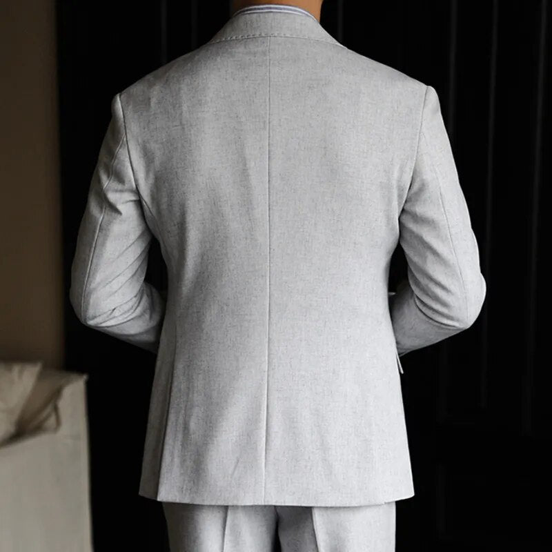 Solid Gray Single Breasted Suit