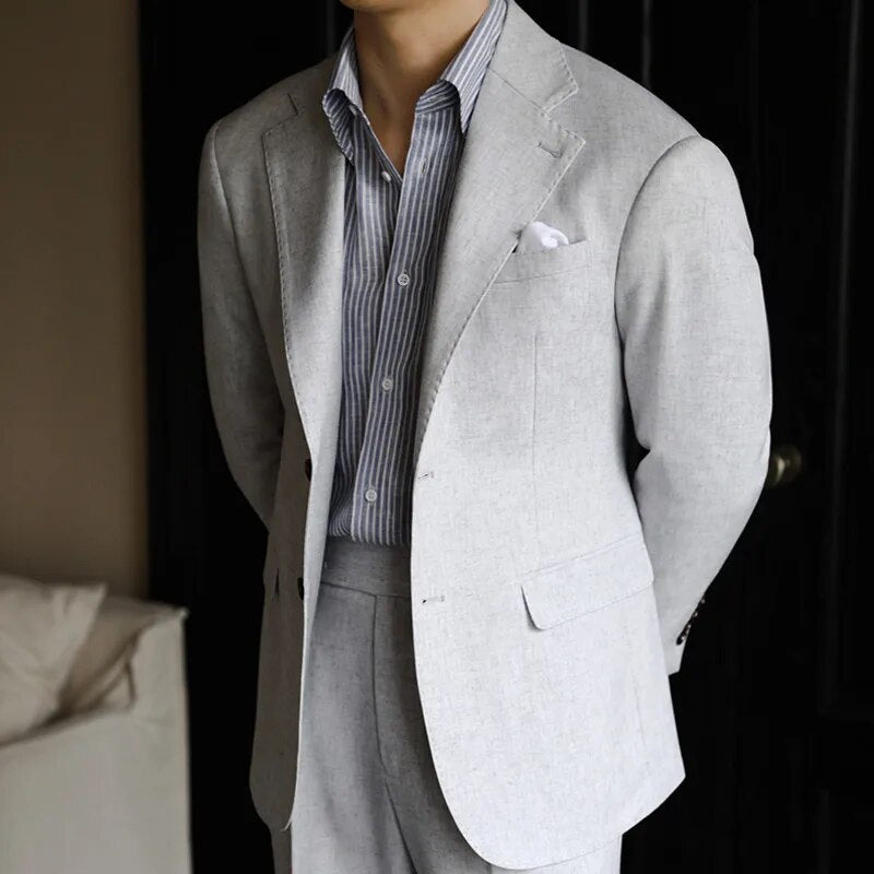 Solid Gray Single Breasted Suit
