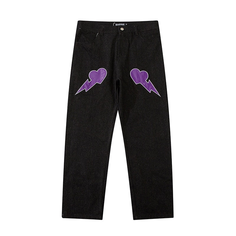 Broken Heart Hologram Loose Jeans