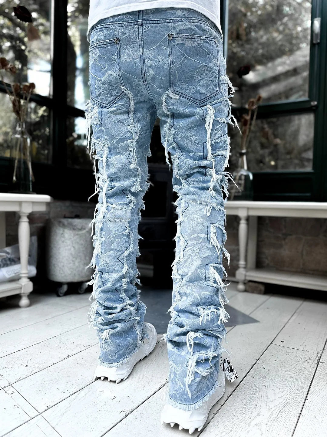 Tassel Ripped Denim Straight Jeans