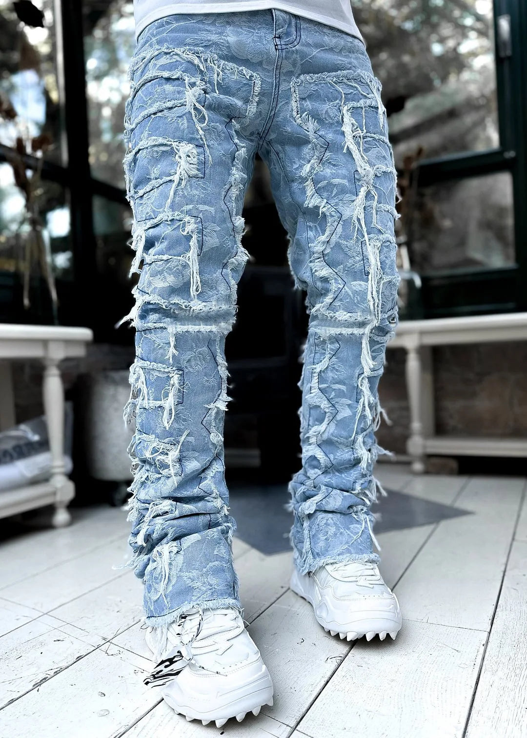 Tassel Ripped Denim Straight Jeans