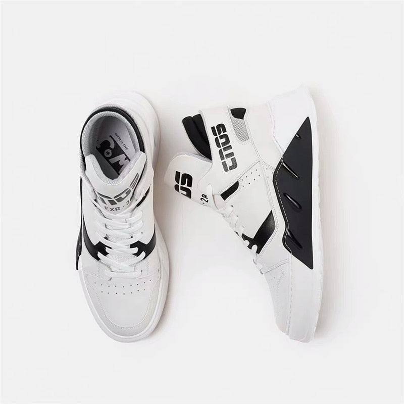 White High Top Leather Outdoor Walking Comfortable Men Sneakers