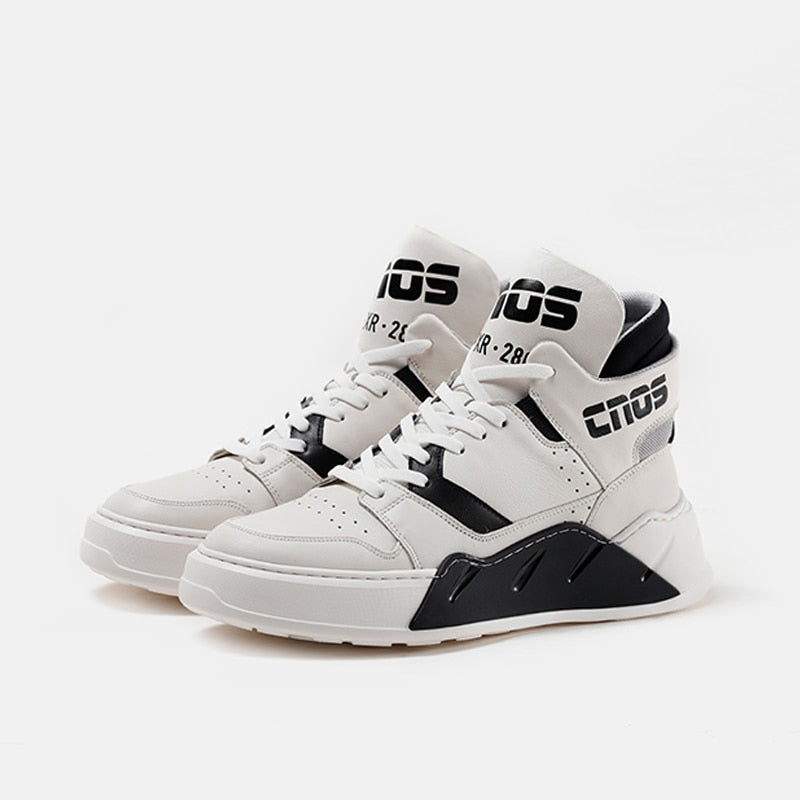 White High Top Leather Outdoor Walking Comfortable Men Sneakers