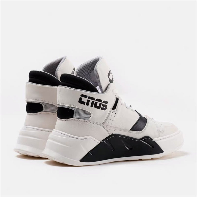 White High Top Leather Outdoor Walking Comfortable Men Sneakers