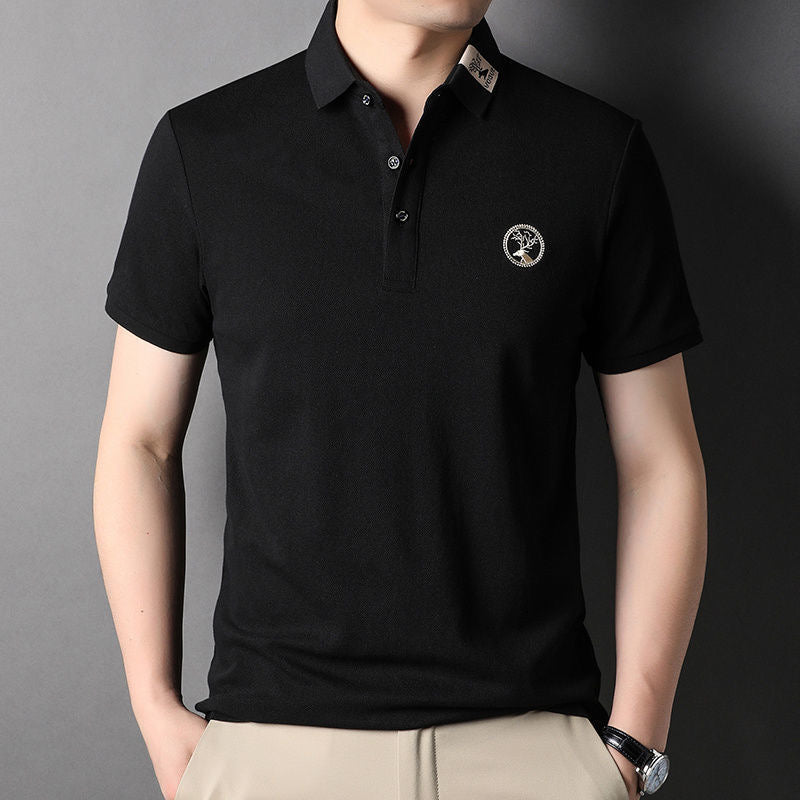 Deer Head Embroidery Lapel Polo Shirt